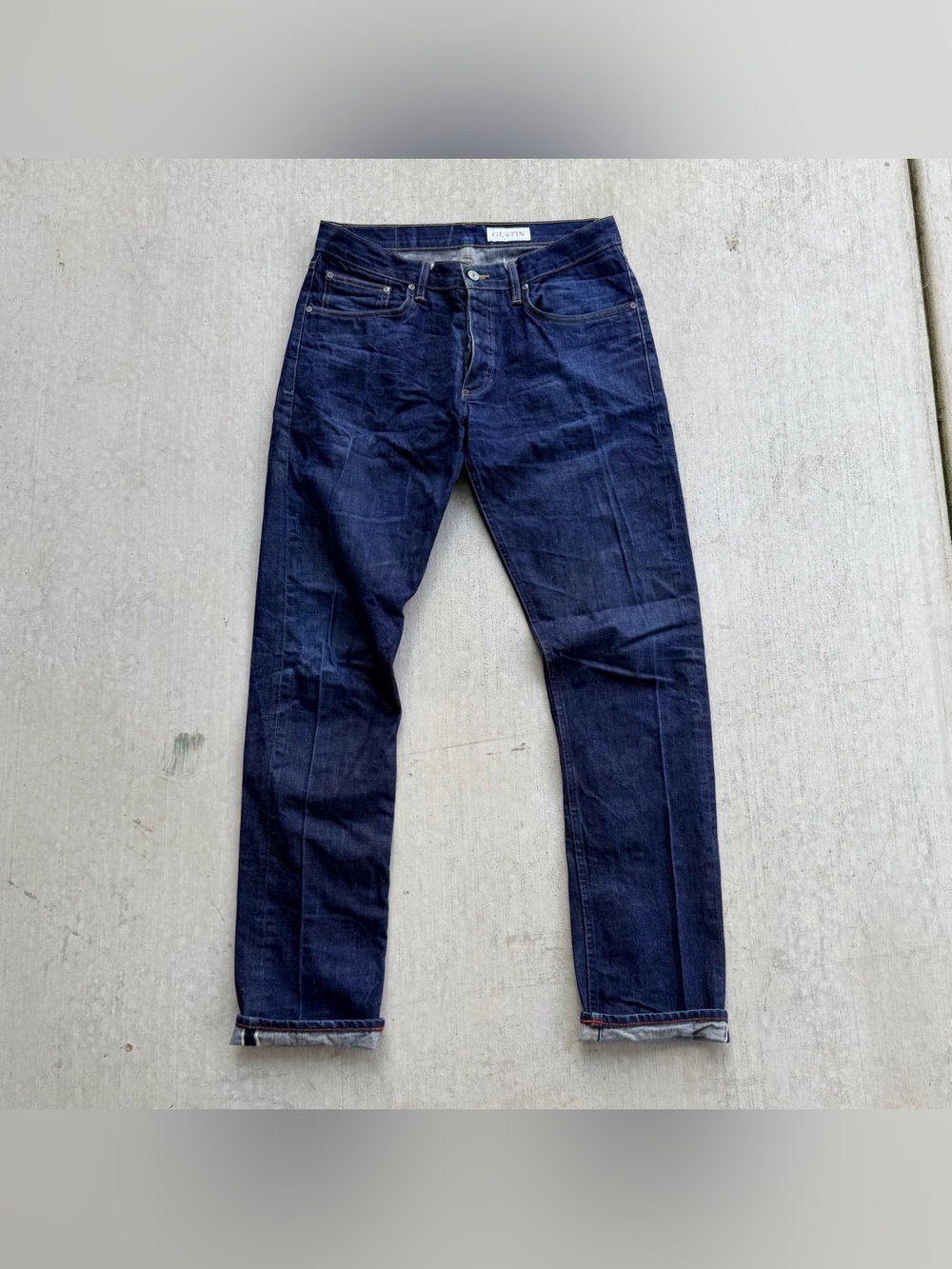 Gustin Selvedge Jeans Men Size 34x34 California Slim Raw